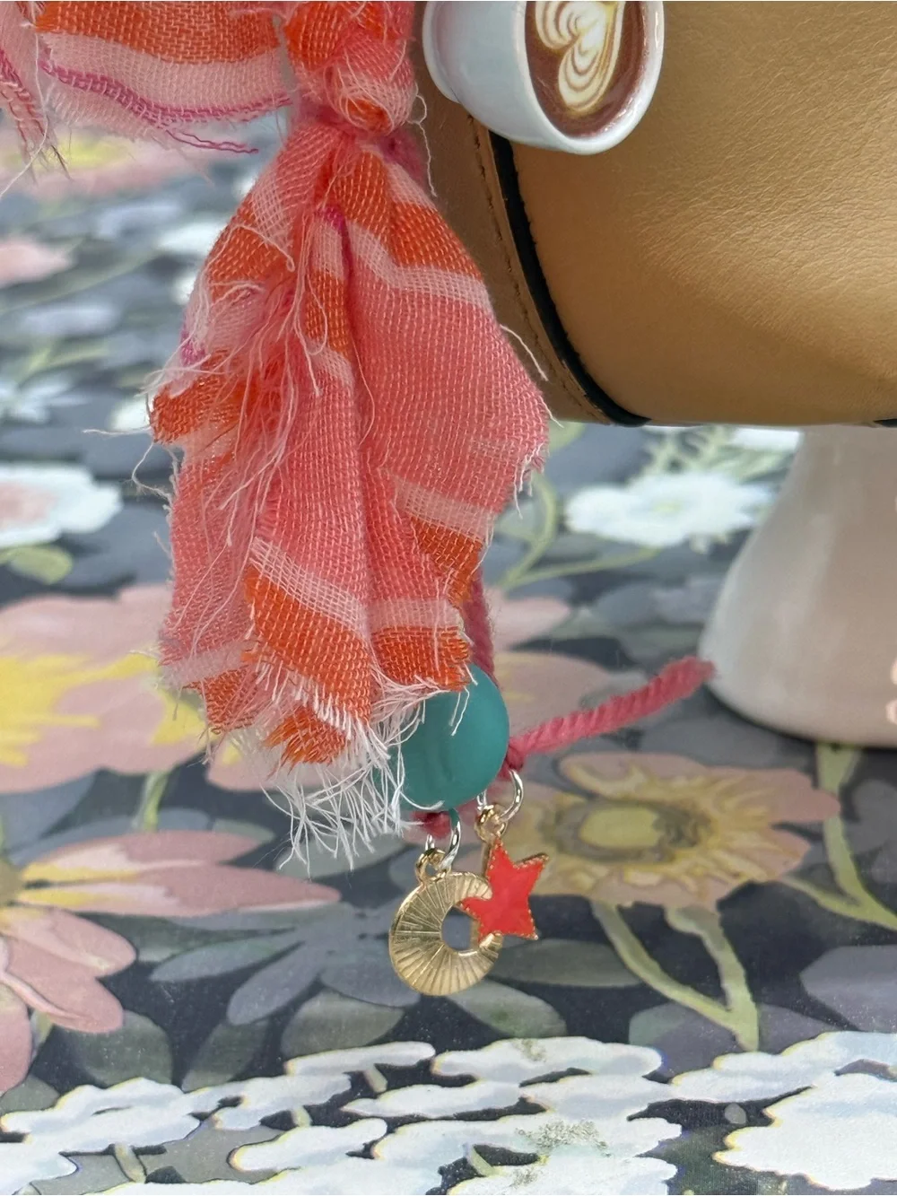 👑Adorned Crown Jewelry purse bag charm keychain peace love coffee fabric tassel